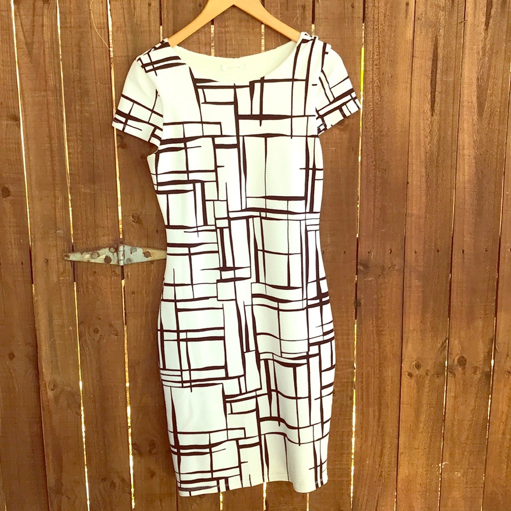 Black and white midi dress